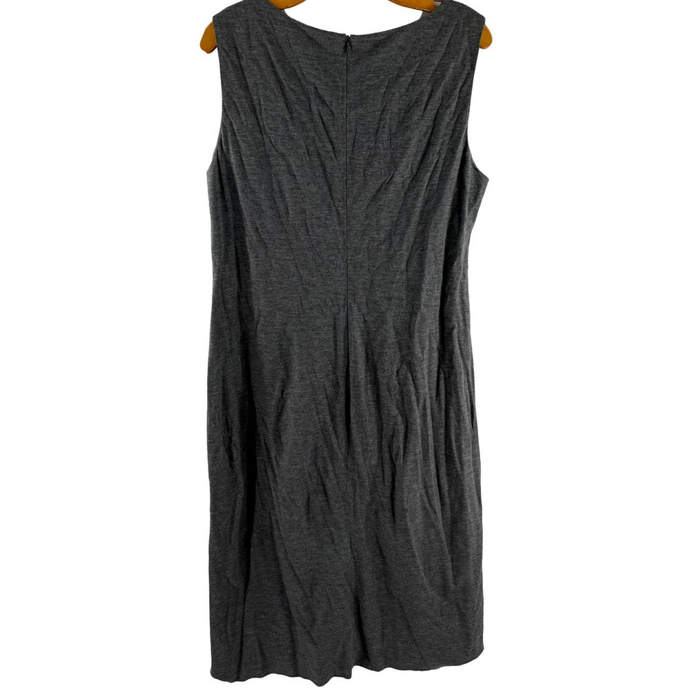 Lafayette 148 Gray Ruffle Front Stretchy Sheath Dress Size 14 EUC - Picture 4 of 6